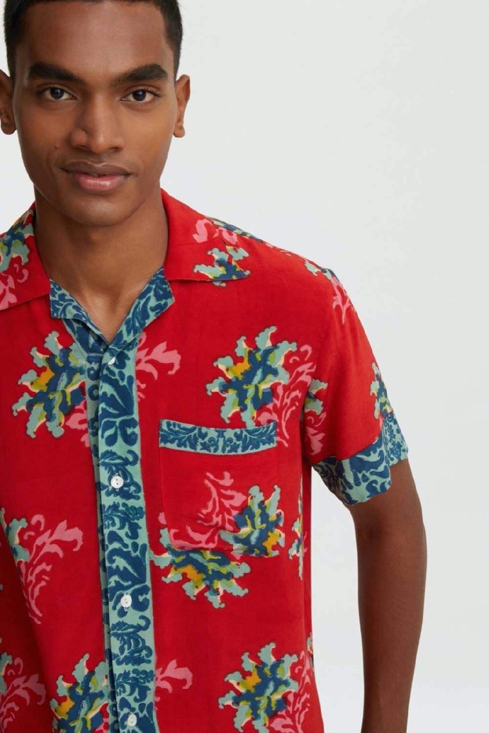 Lisa Corti Camicia Foulard Tangeri Flower Coral