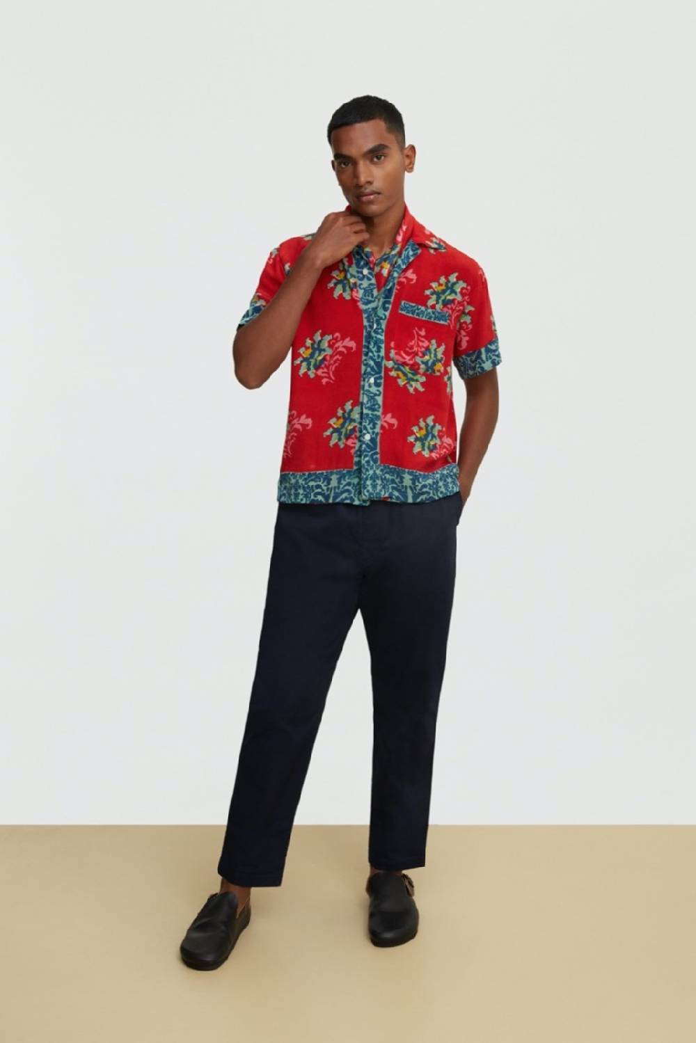 Lisa Corti camicia foulard tangeri flower coral