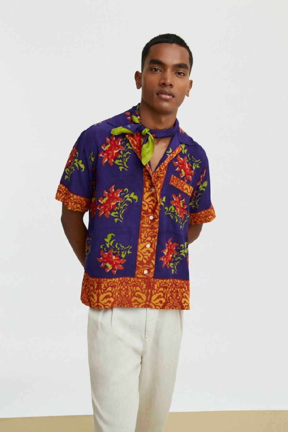 Lisa Corti Camicia Foulard Tangeri Flower Purple