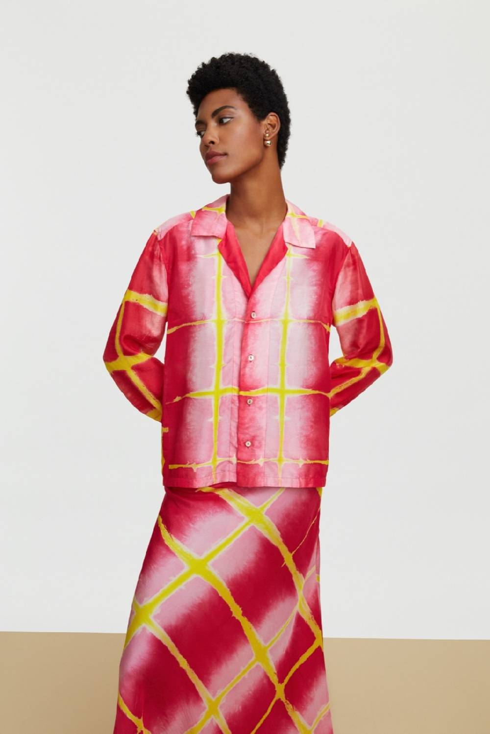 Lisa Corti camicia onda tangra pink