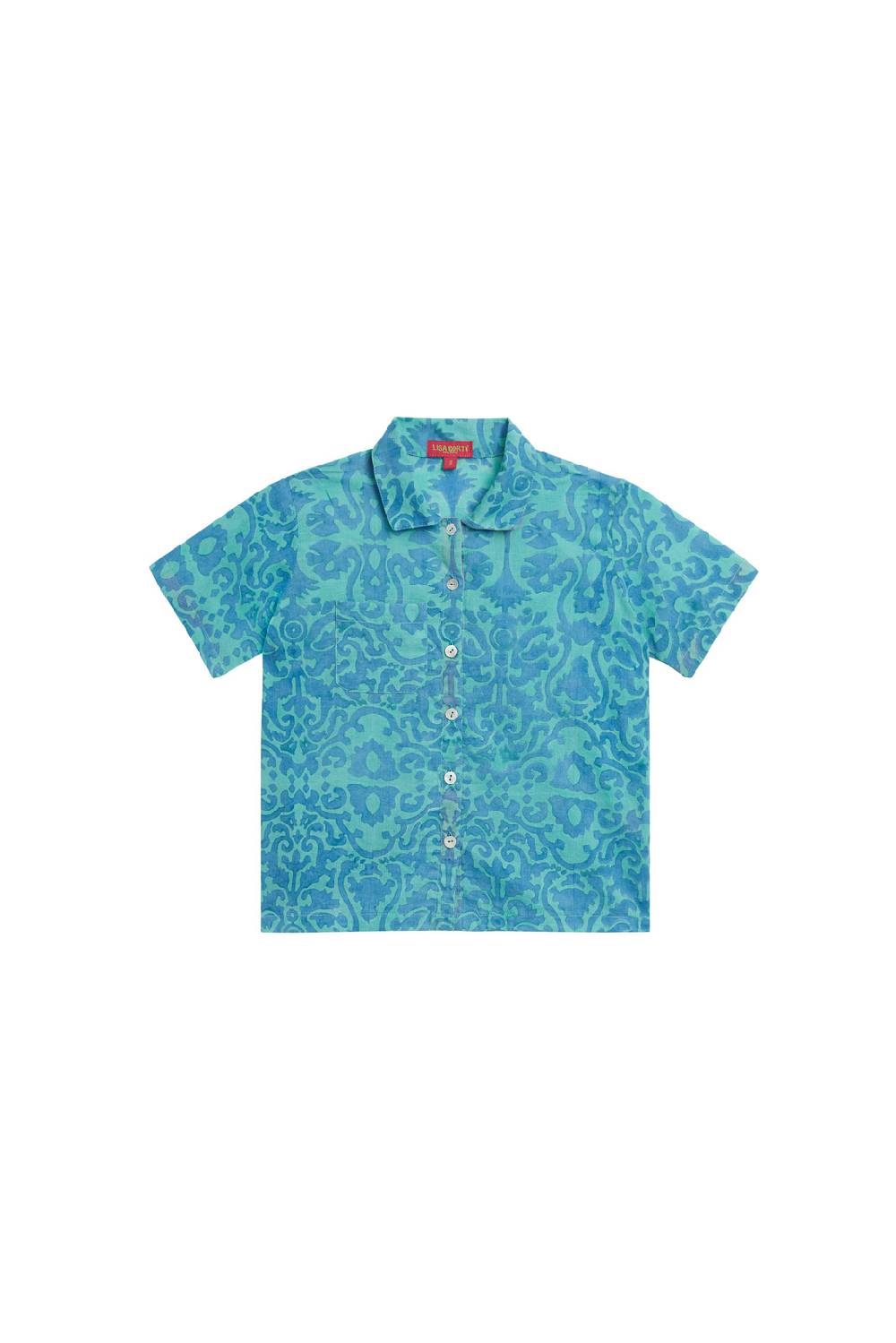 Lisa Corti camicia pietro damask design blue
