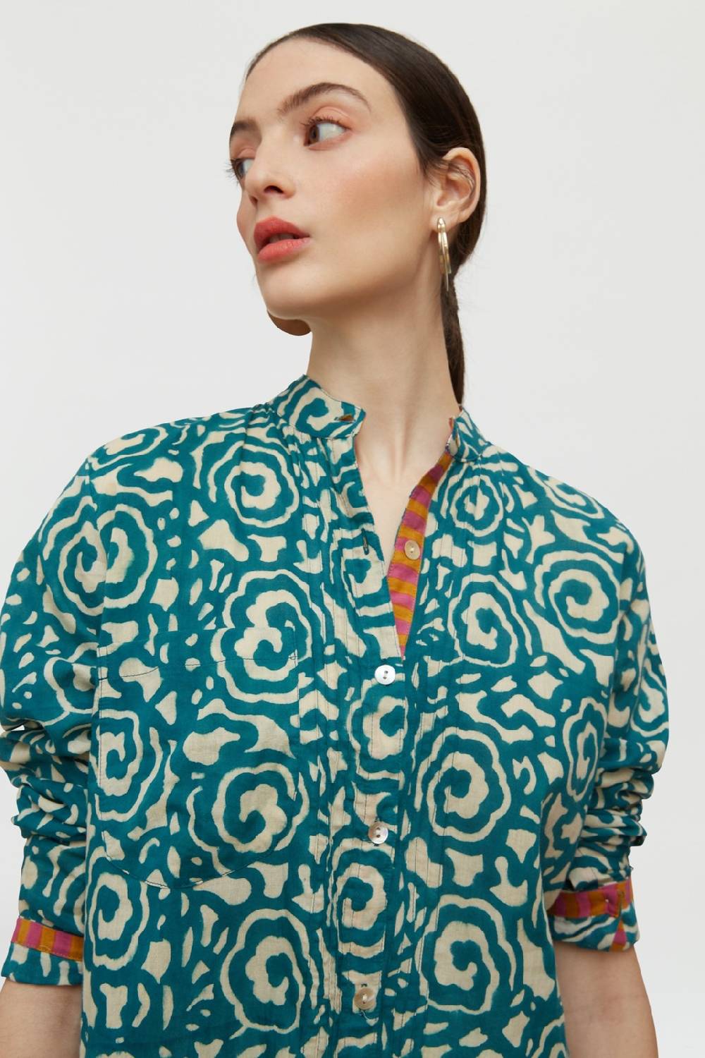 Lisa Corti Camicia Rashmi Spiral Peacock Natural