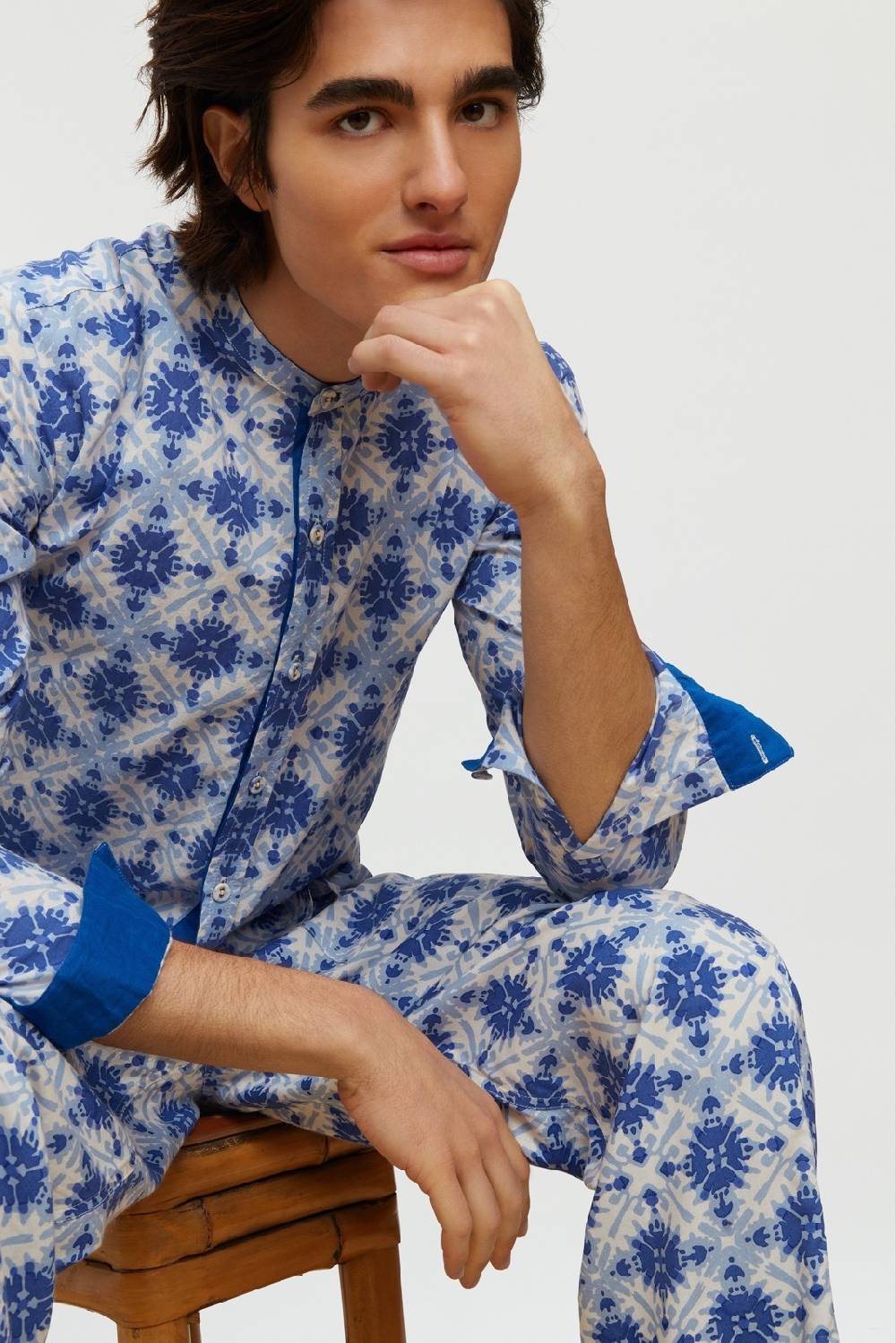 Lisa Corti Camicia Santorini Morocco Design Blue