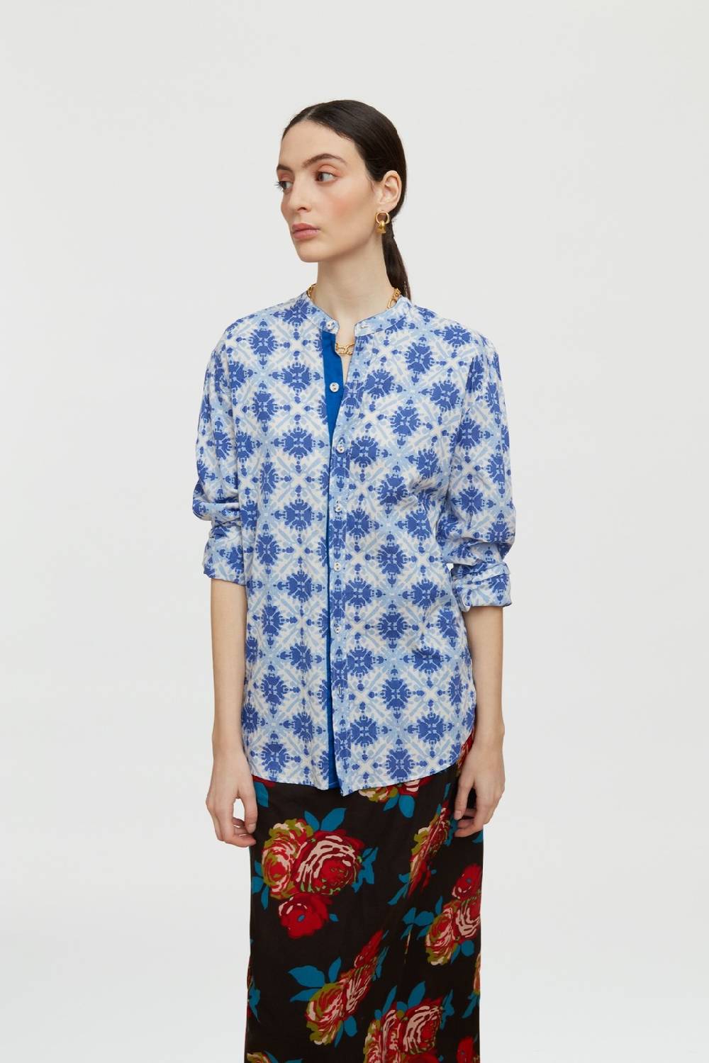Lisa Corti Camicia Santorini Morocco Design Blue