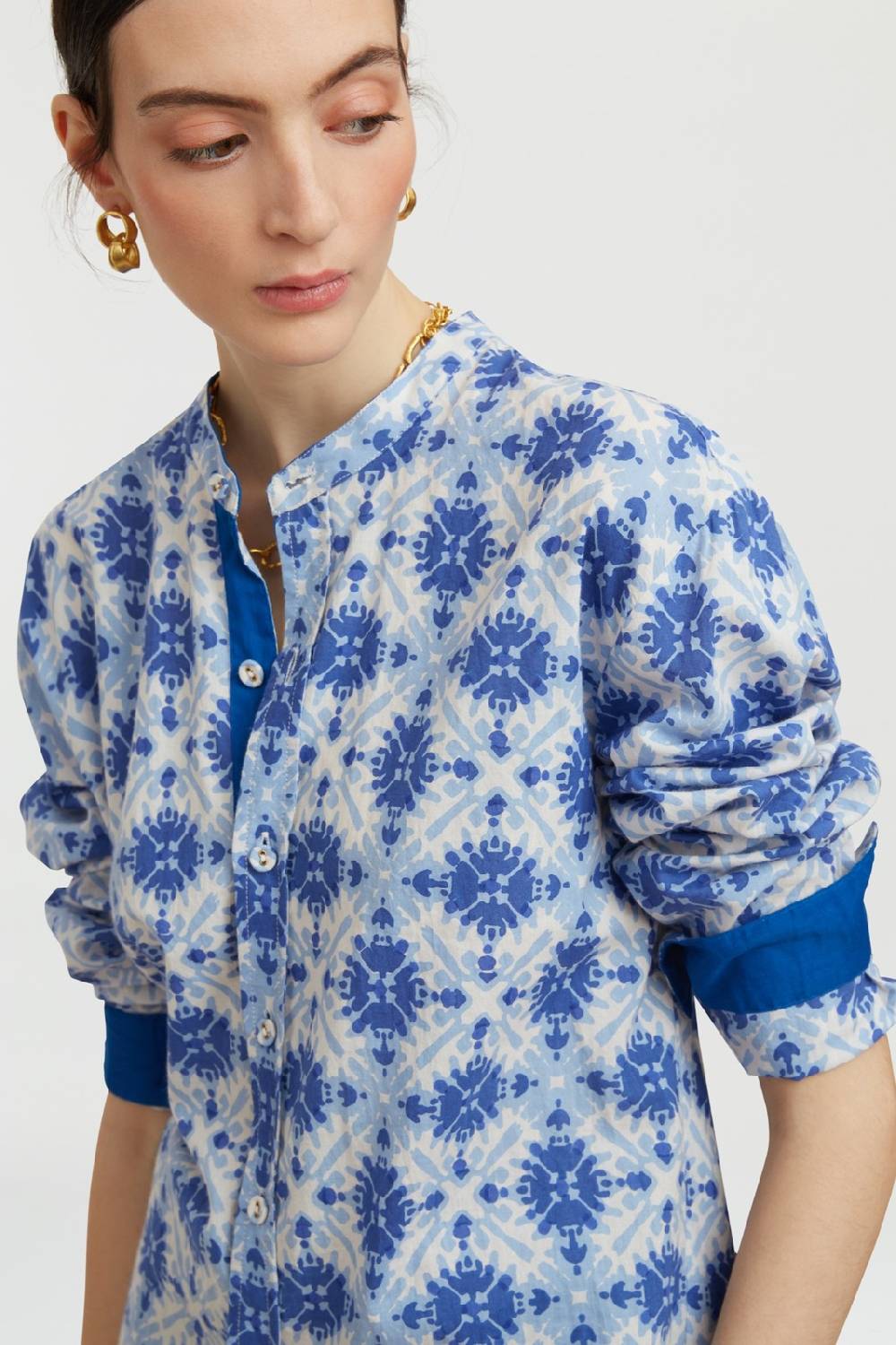 Lisa Corti Camicia Santorini Morocco Design Blue