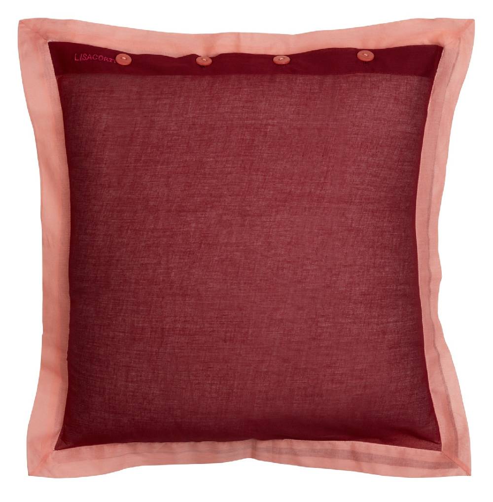Lisa Corti federa organza 45x45cm maroon peach