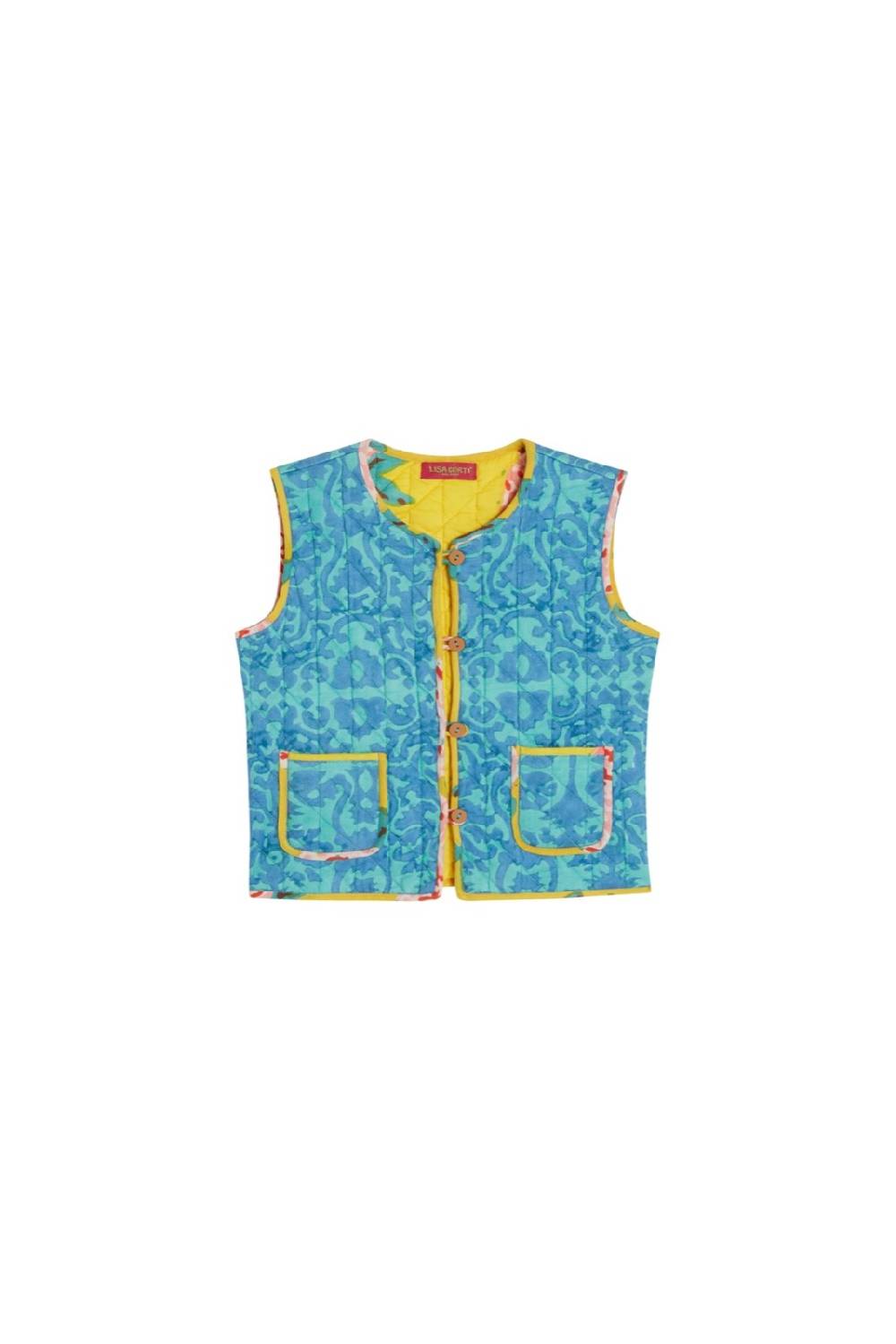 Lisa Corti Gilet Bambino Damask Design Blue
