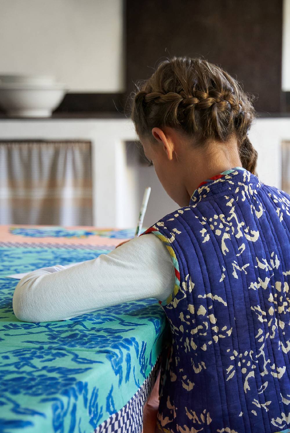 Lisa Corti Gilet Bambino Damask Design Blue