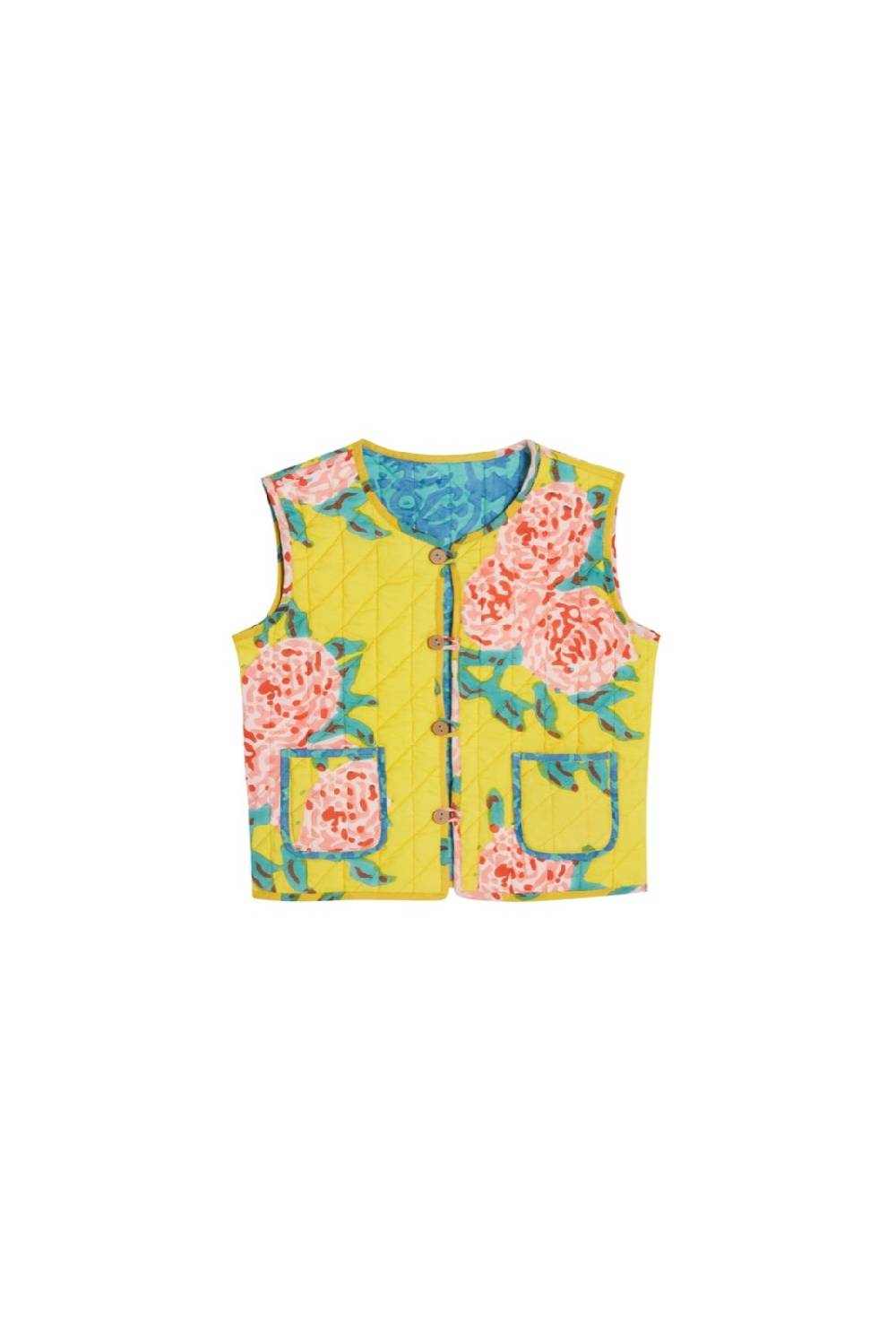 Lisa Corti gilet bambino damask design blue