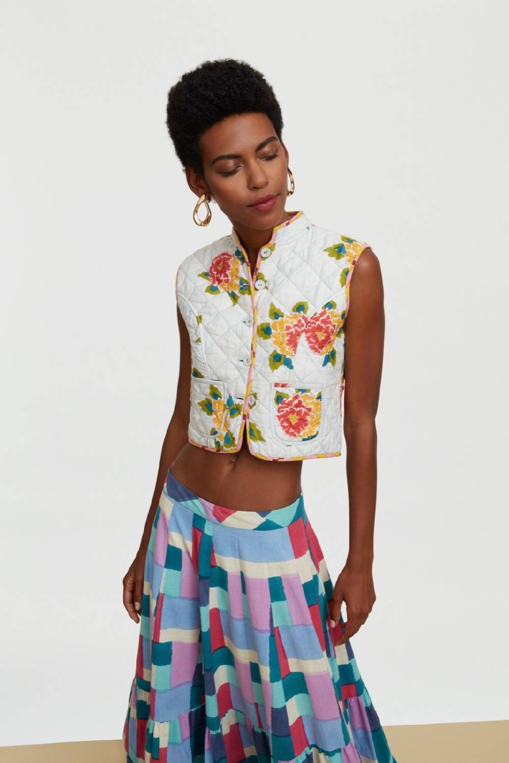 Lisa Corti gilet jaipur barwara light blue