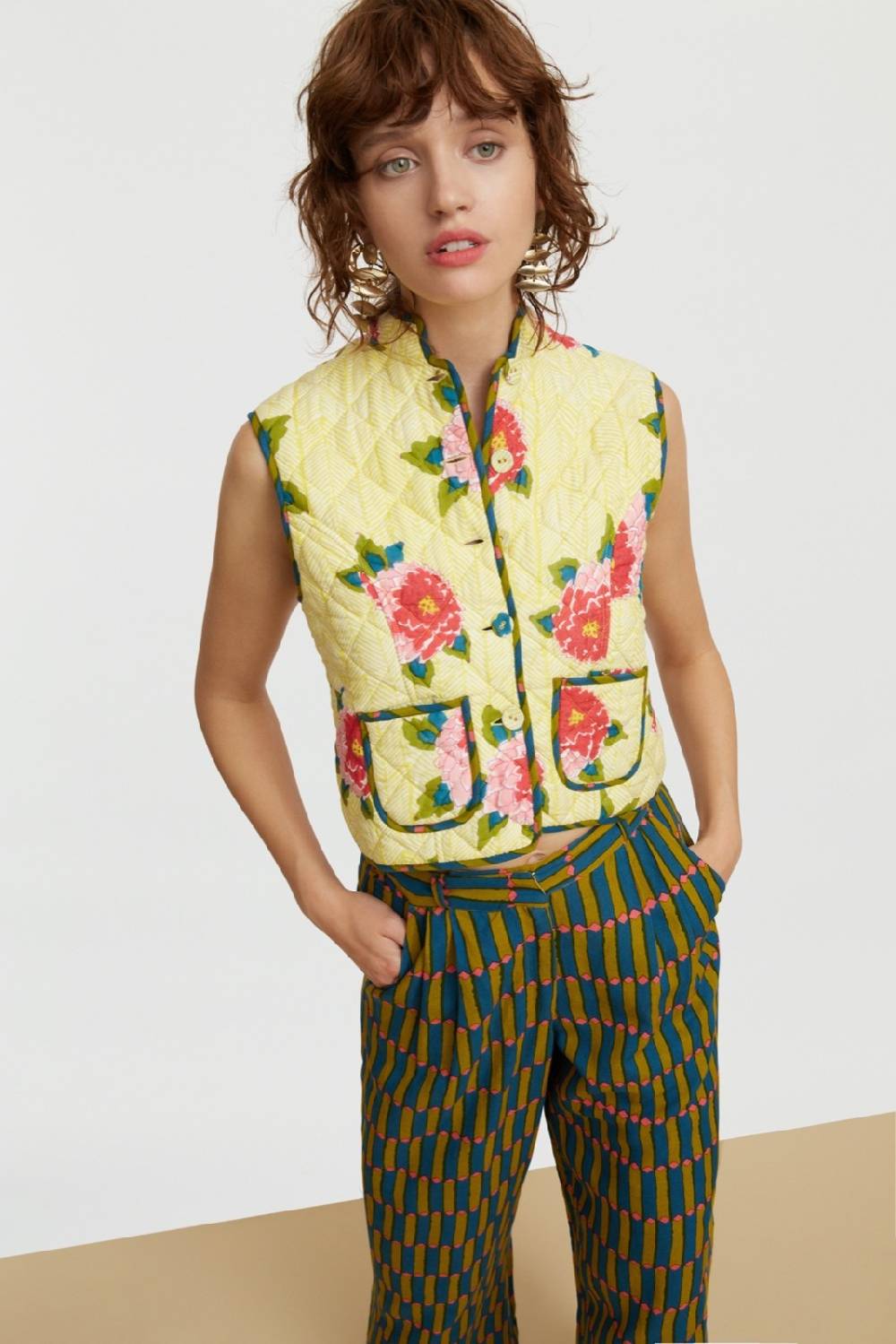 Lisa Corti gilet jaipur barwara light yellow