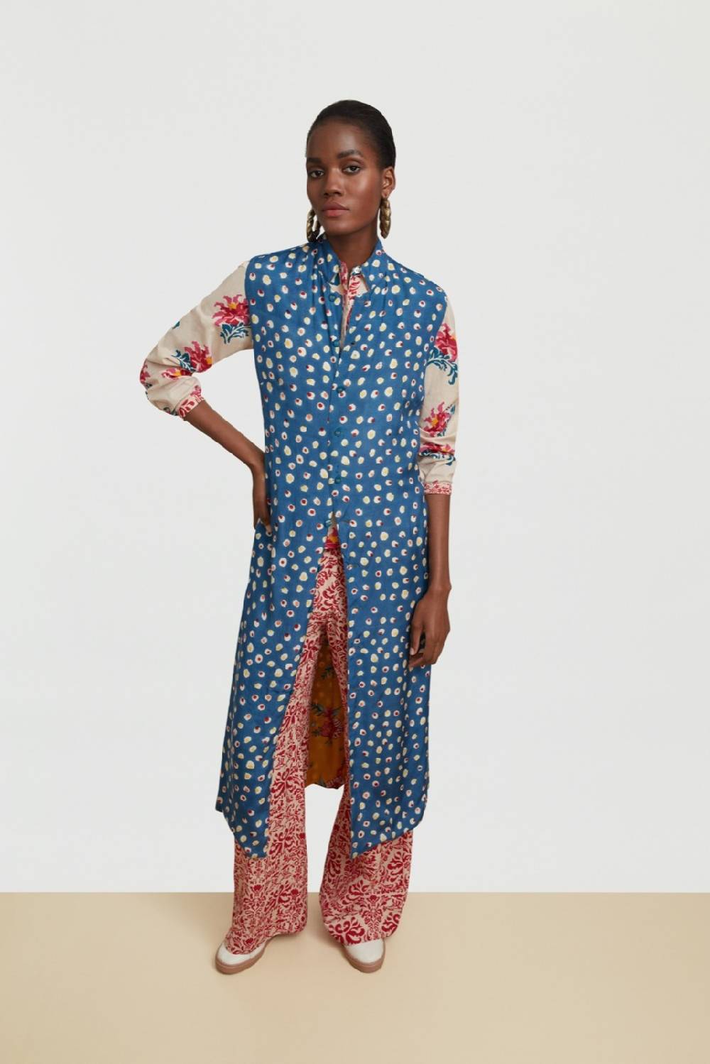 Lisa Corti Gilet Lungo Myanmar Bukhara Flower Gold