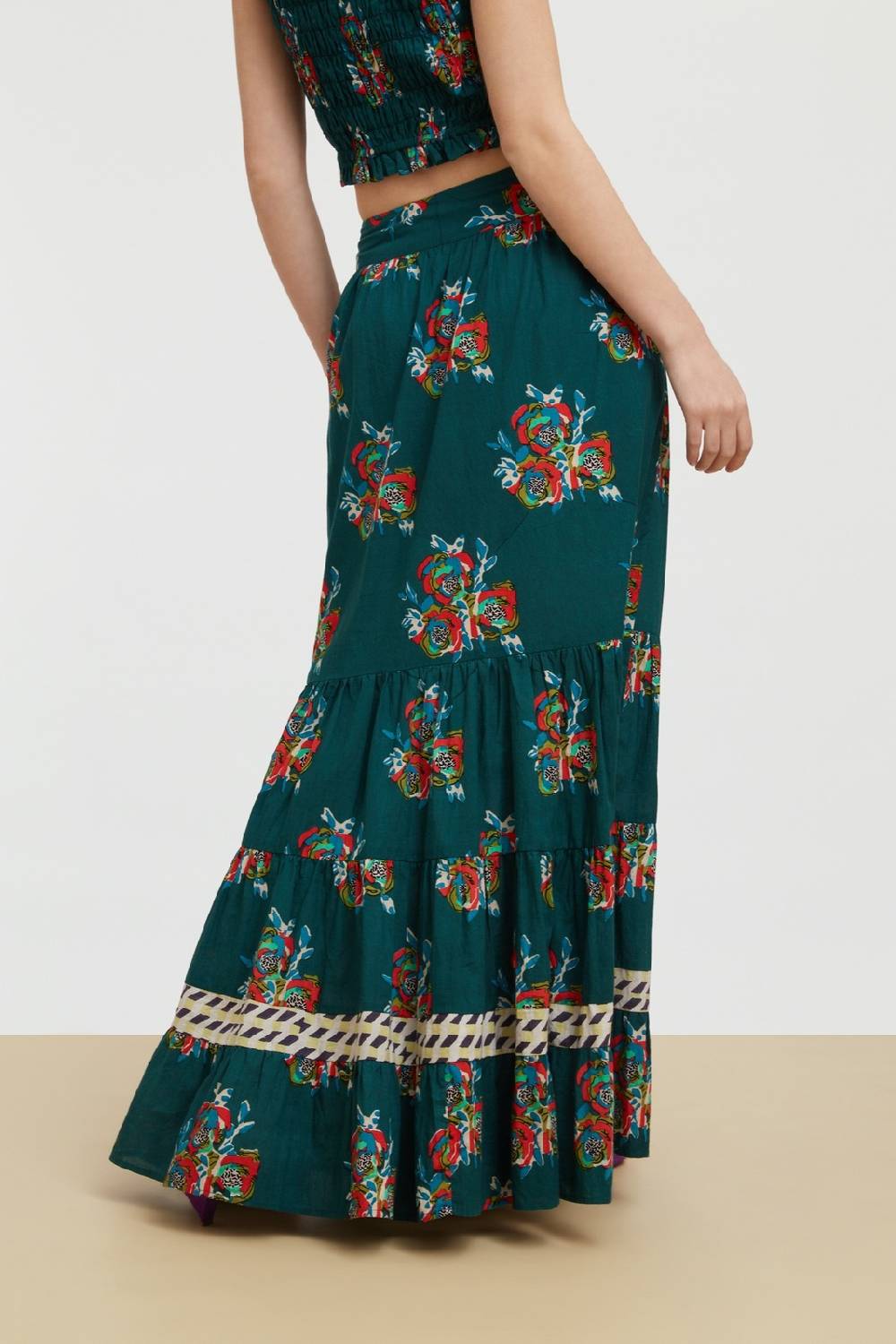 Lisa Corti Gonna Lehenga Cubist Rose Peacock