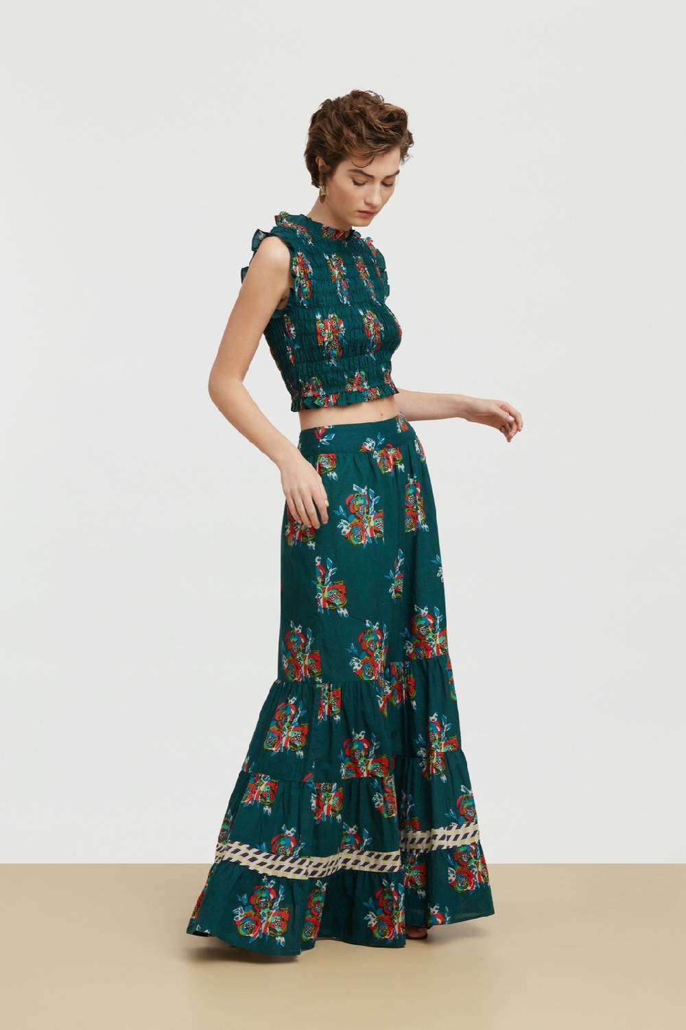 Lisa Corti gonna lehenga cubist rose peacock