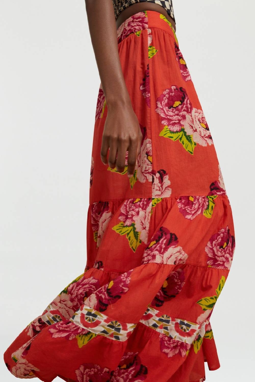 Lisa Corti Gonna Lehenga Folk Rose Coral