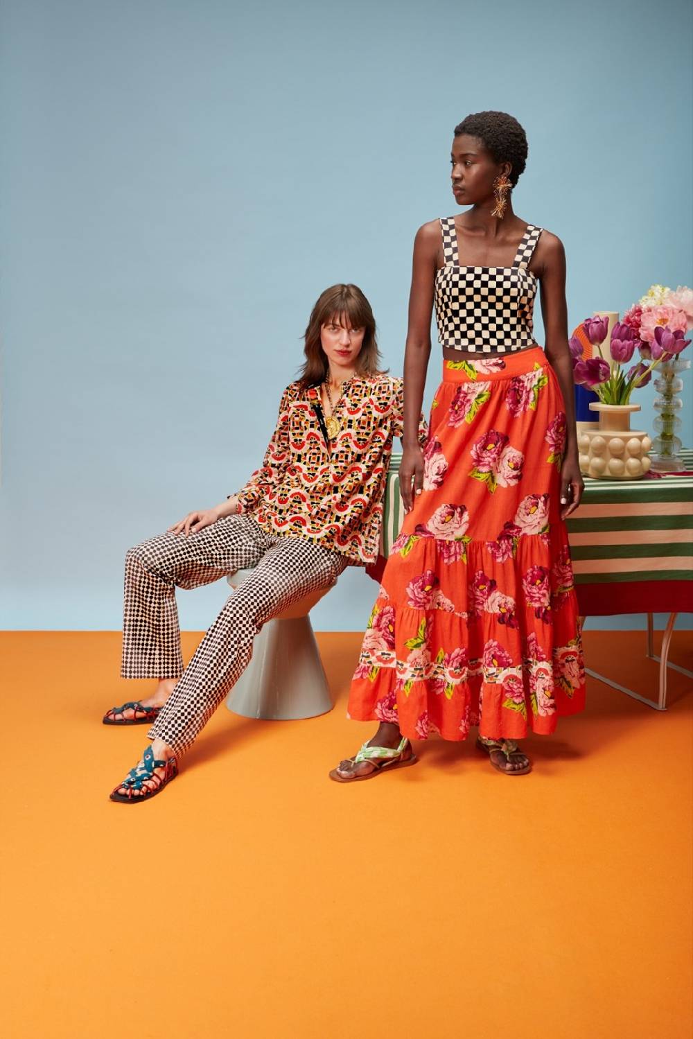 Lisa Corti Gonna Lehenga Folk Rose Coral