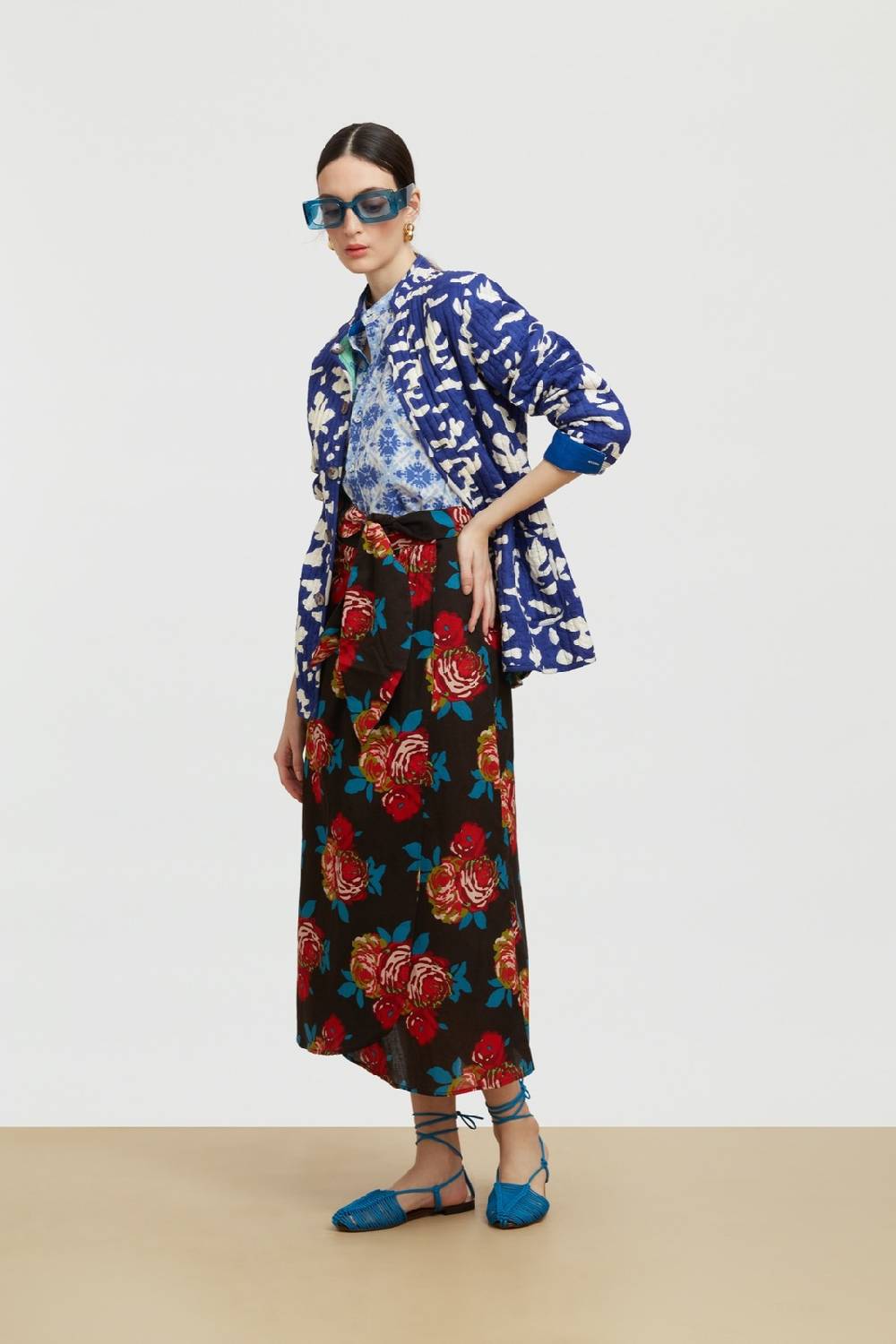 Lisa Corti gonna pareo bold rose black