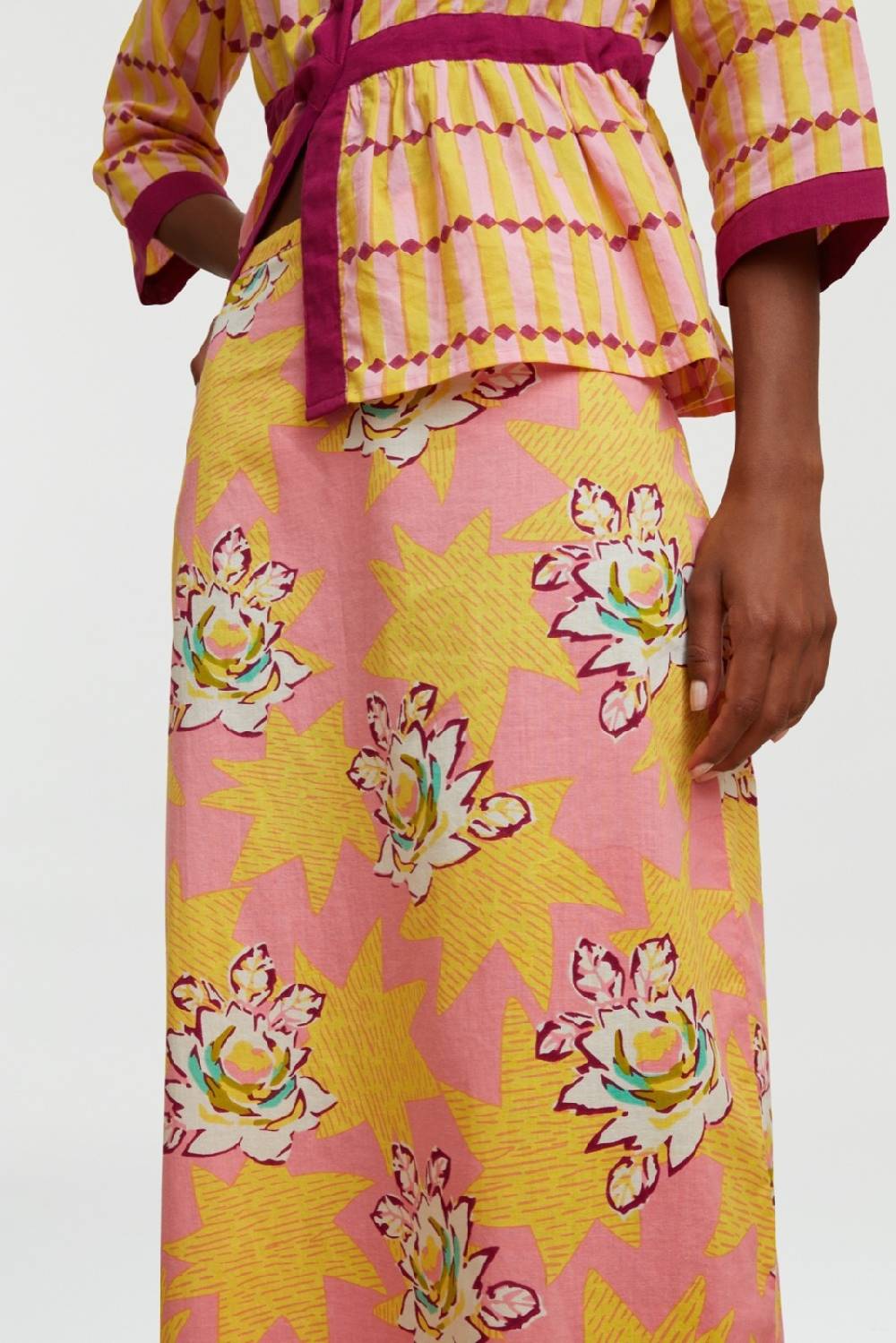 Lisa Corti Gonna Tubino Star Flower Light Pink