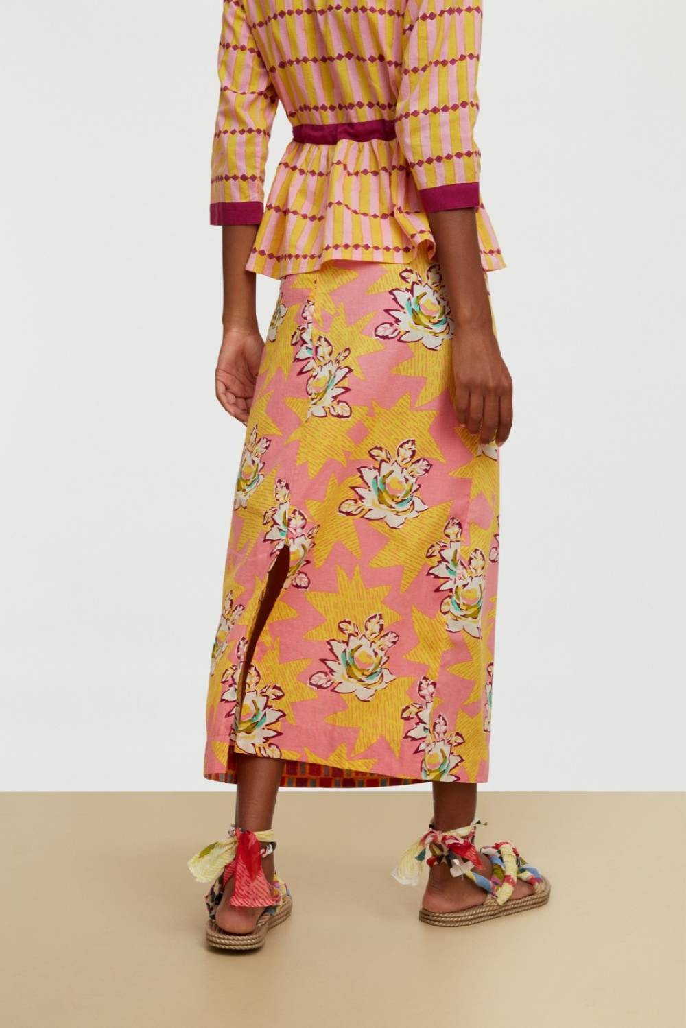 Lisa Corti Gonna Tubino Star Flower Light Pink