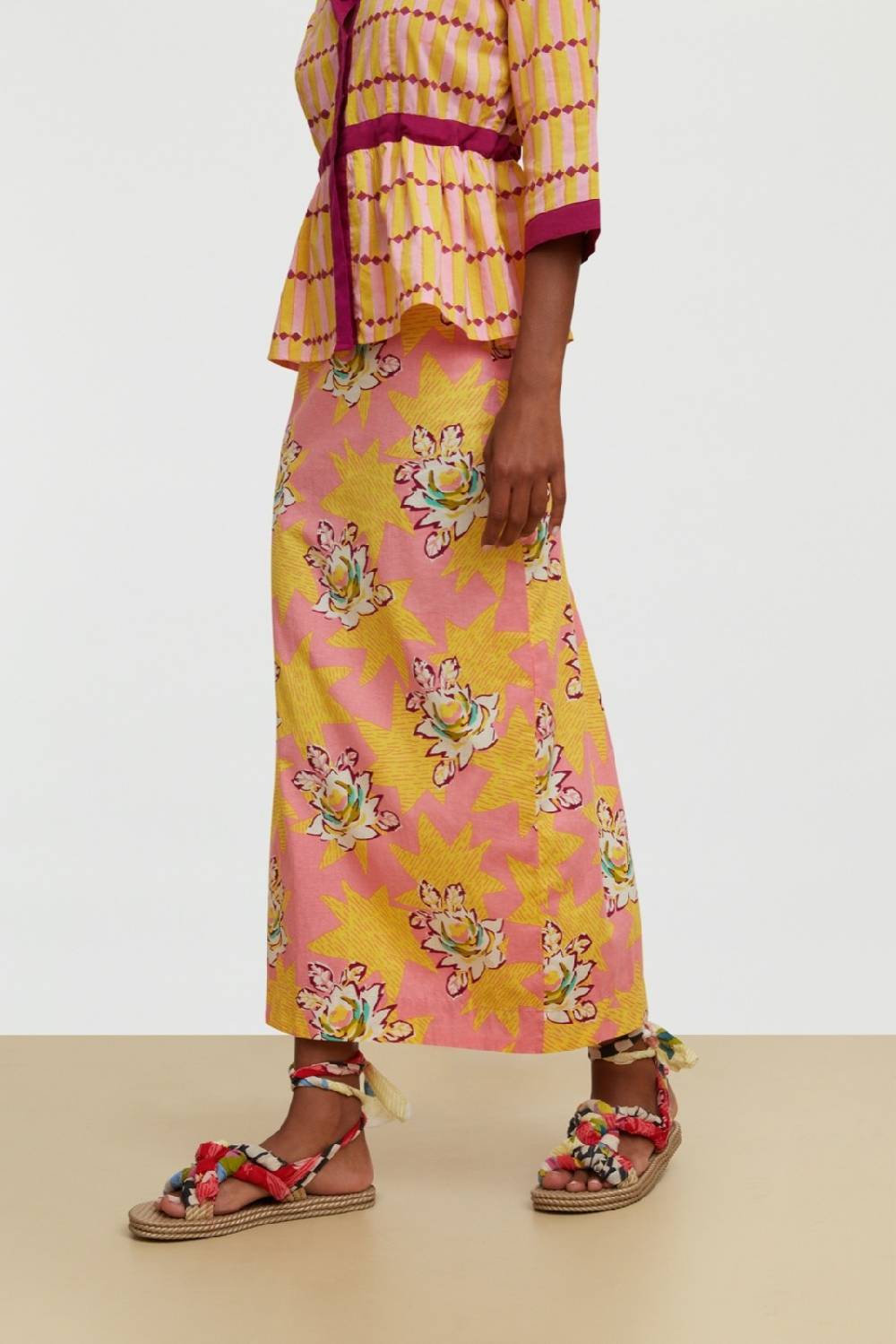 Lisa Corti gonna tubino star flower light pink