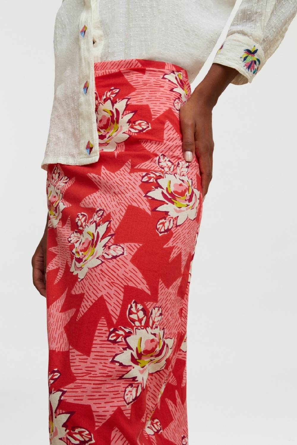 Lisa Corti Gonna Tubino Star Flower Red