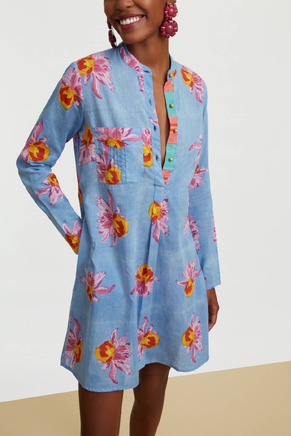Lisa Corti Kurta Corta Arabesque Flower Light Blue