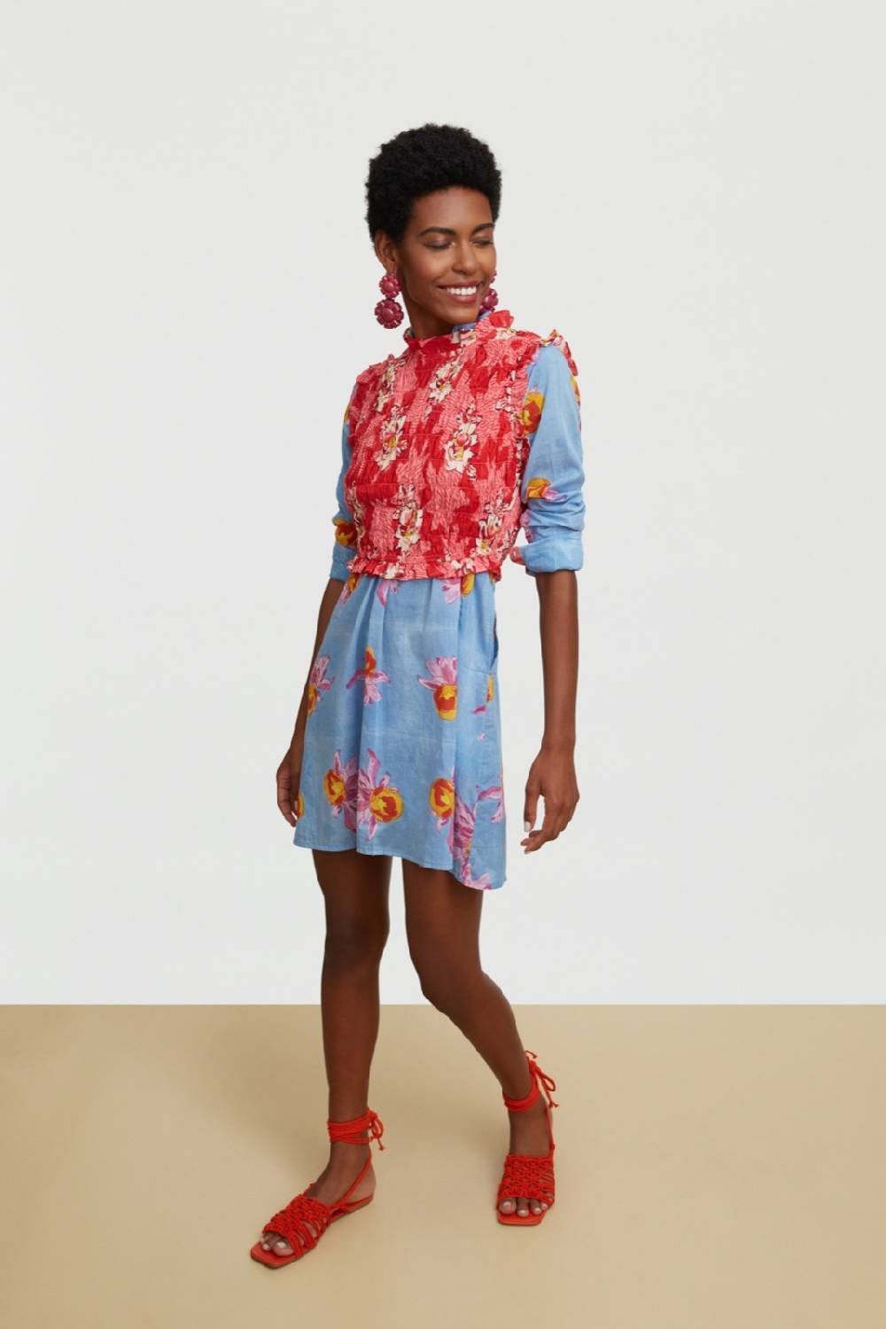 Lisa Corti Kurta Corta Arabesque Flower Light Blue