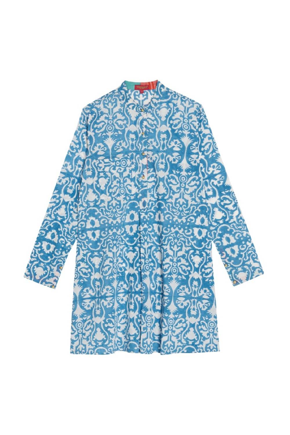 Lisa Corti Kurta Corta Damask Design White Blue