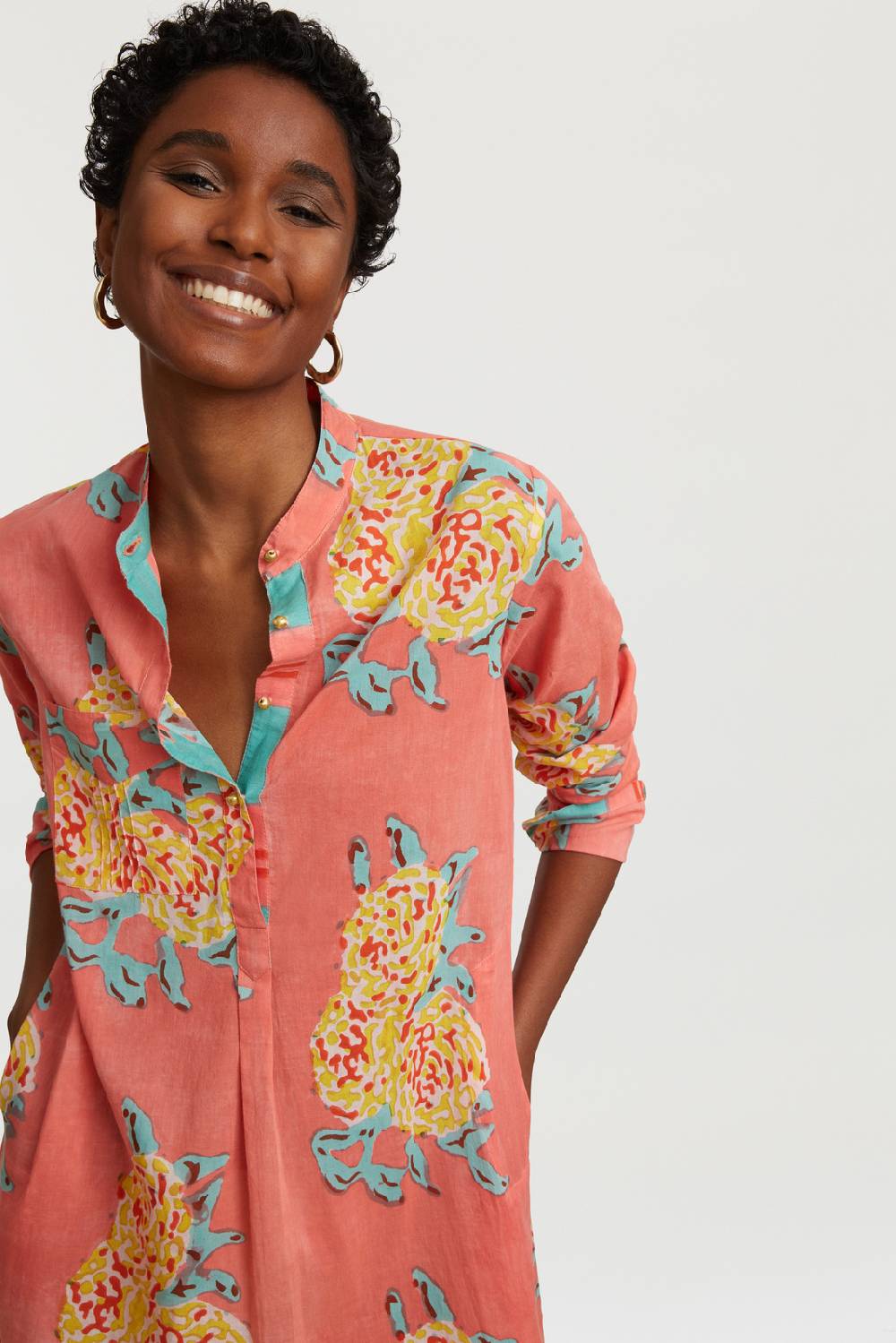 Lisa Corti Kurta Corta Leopard Flower Old Pink