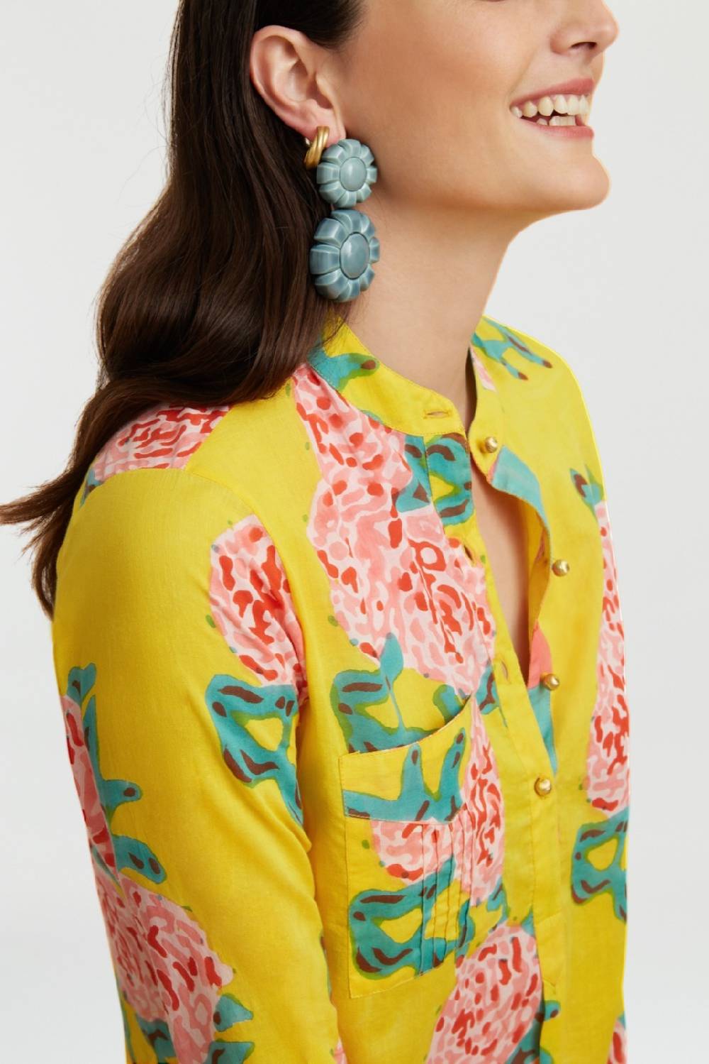 Lisa Corti Kurta Corta Leopard Flower Yellow