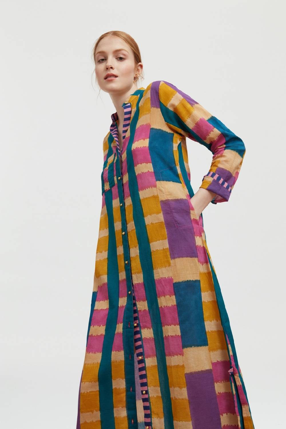 Lisa Corti Kurta Lunga Aperta Ankara Mustard