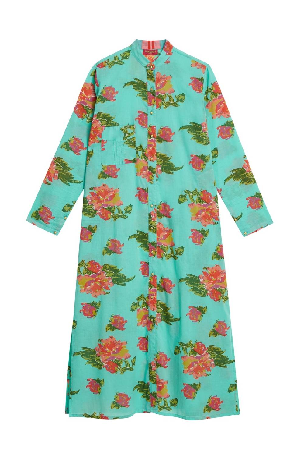 Lisa Corti Kurta Lunga Aperta Azhar Flower Aqua
