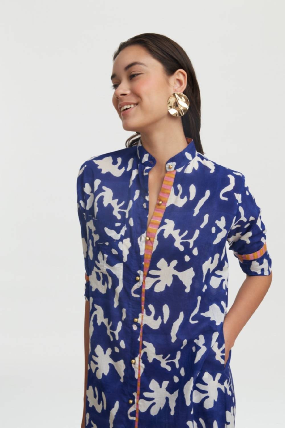 Lisa Corti Kurta Lunga Aperta Blue Pot Royal Blue