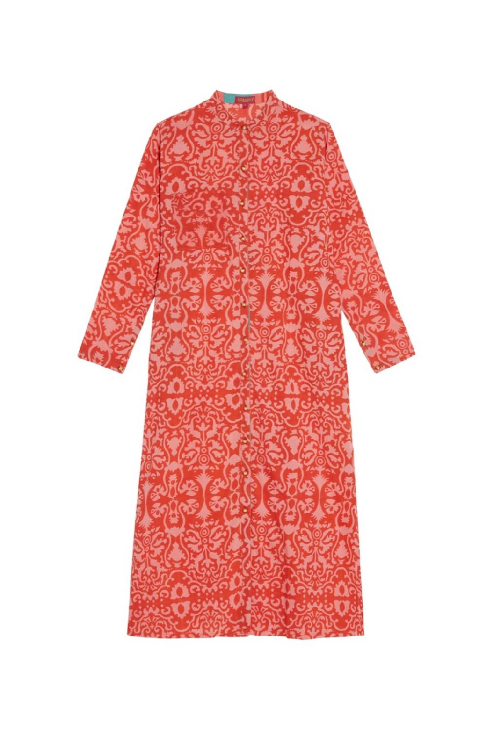 Lisa Corti Kurta Lunga Aperta Damask Design Red