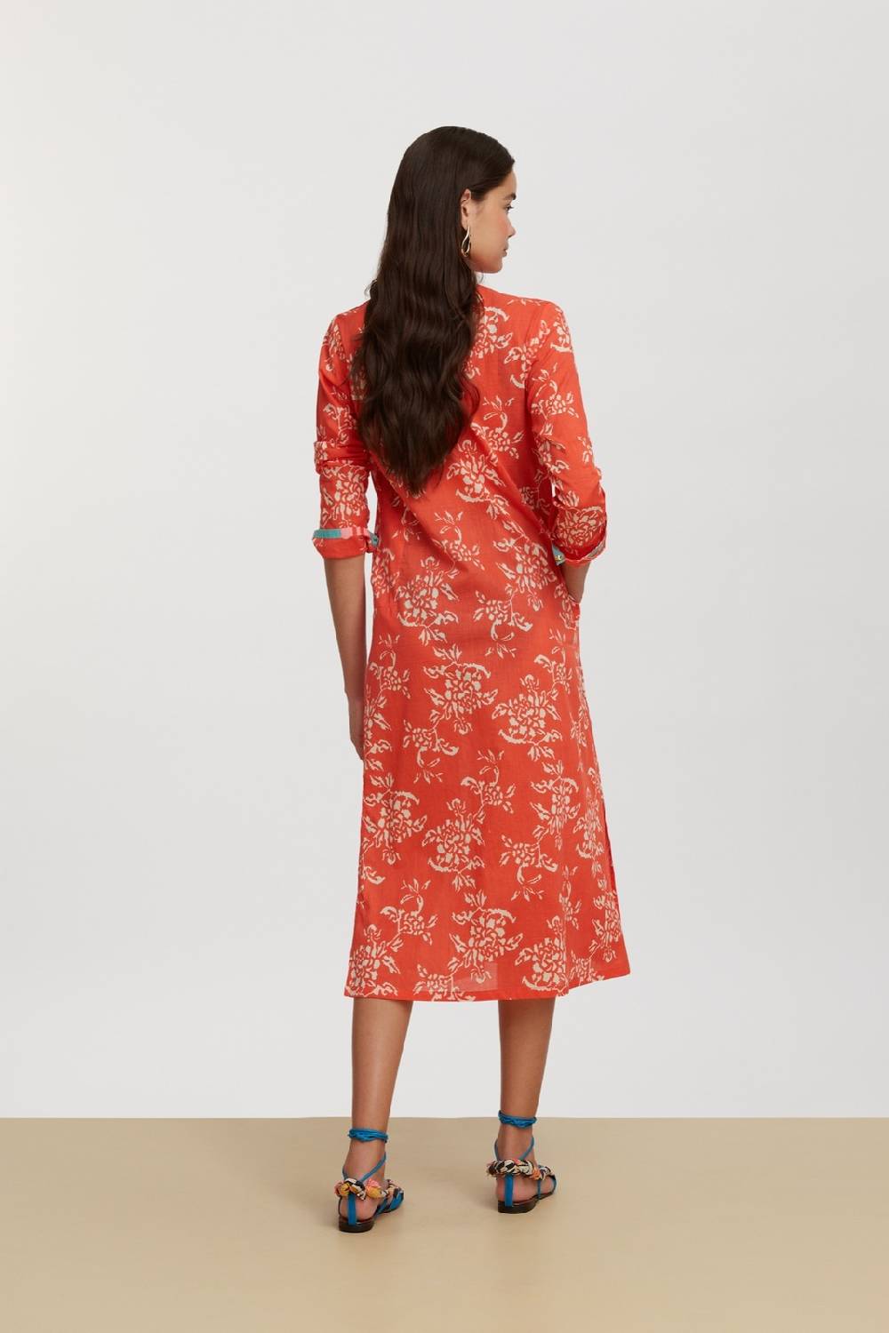 Lisa Corti Kurta Lunga Aperta Kandem Design Coral