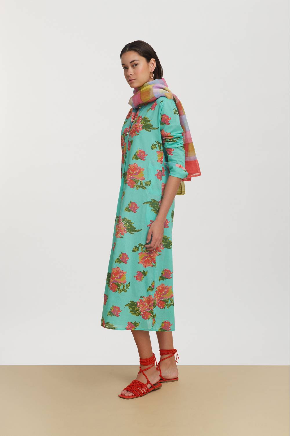 Lisa Corti Kurta Lunga Azhar Flower Aqua