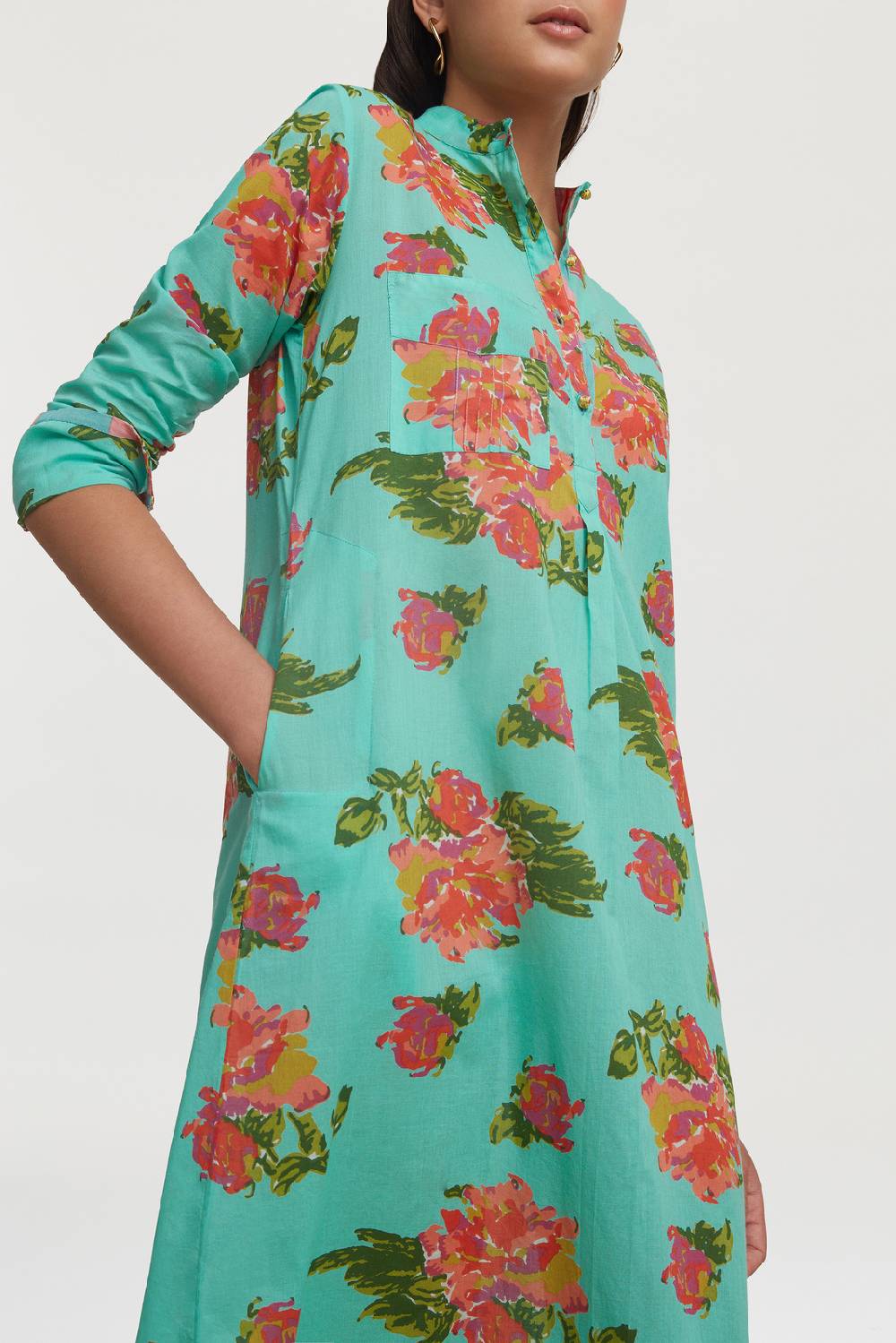 Lisa Corti Kurta Lunga Azhar Flower Aqua