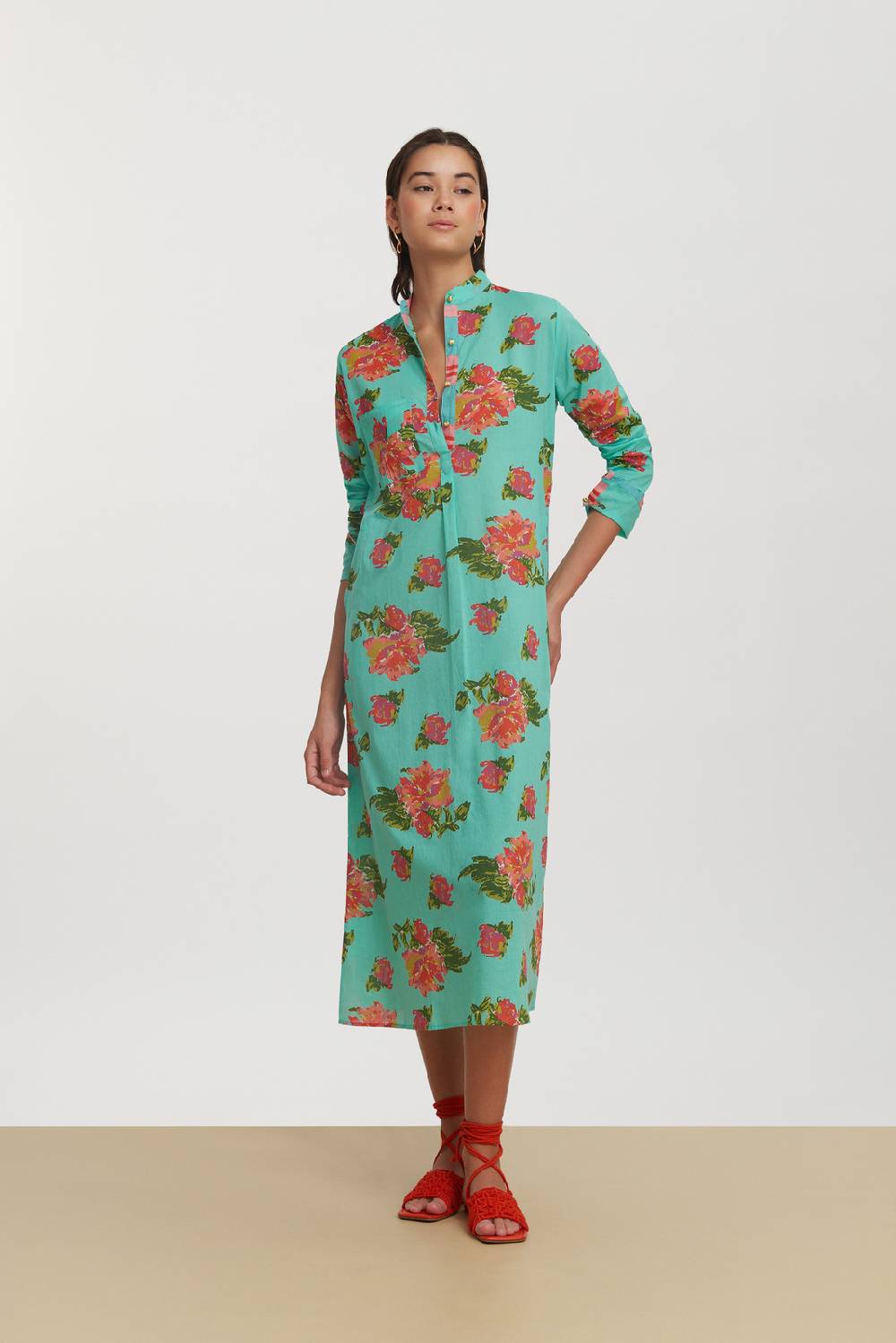 Lisa Corti kurta lunga azhar flower aqua