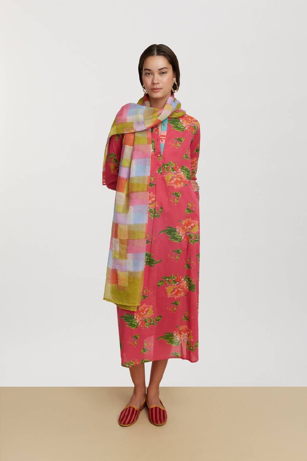 Lisa Corti Kurta Lunga Azhar Flower Fuxia