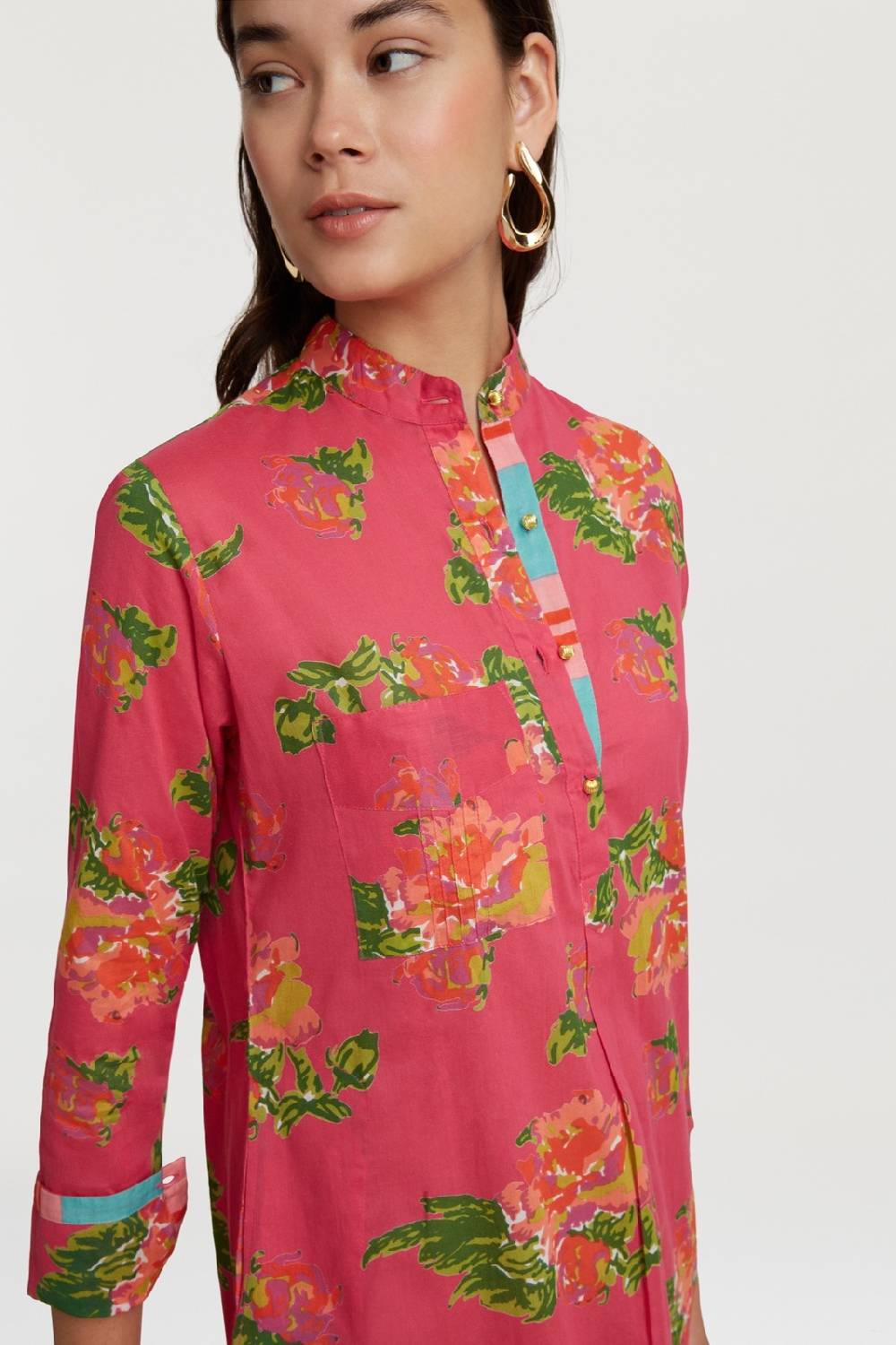 Lisa Corti Kurta Lunga Azhar Flower Fuxia