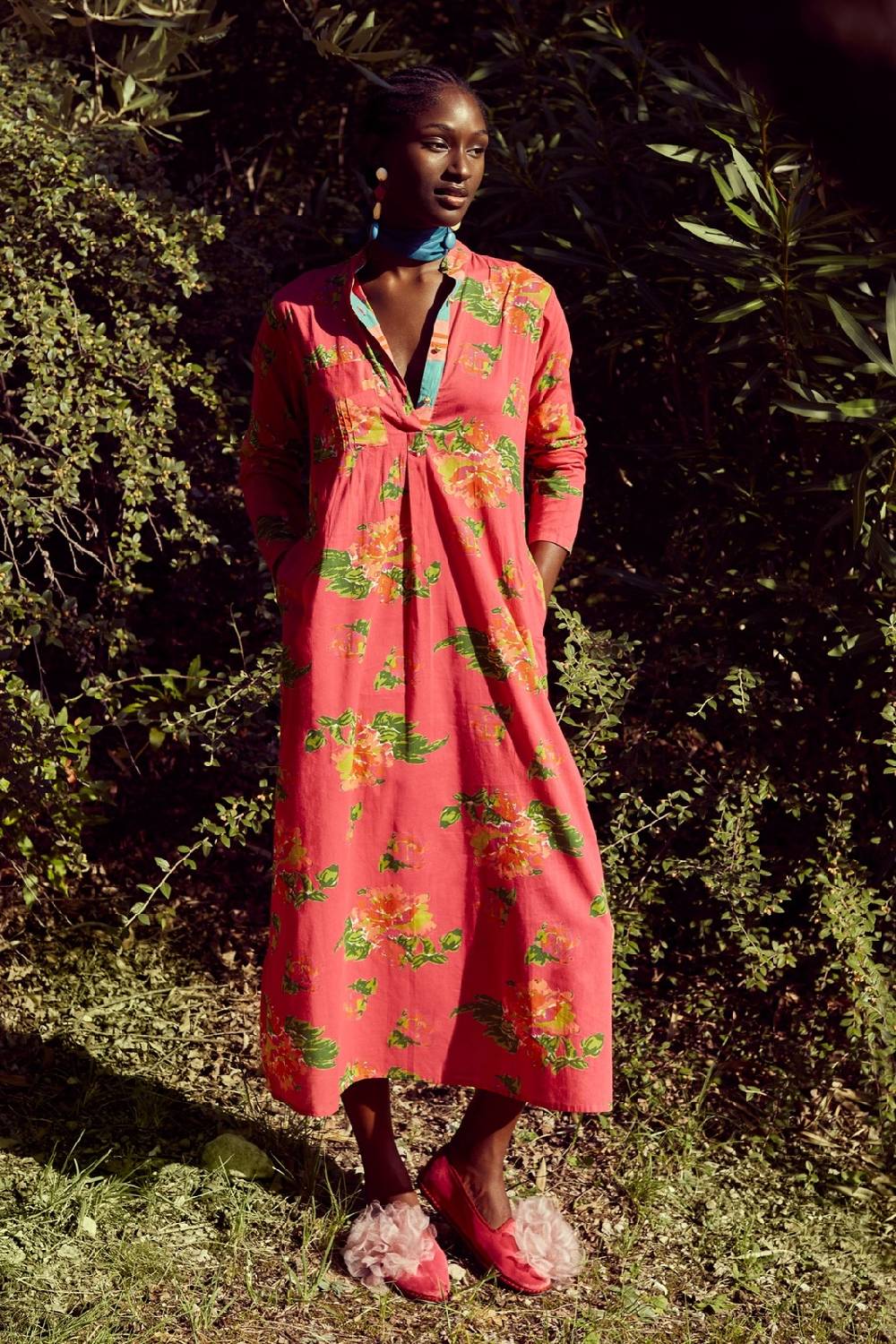 Lisa Corti Kurta Lunga Azhar Flower Fuxia