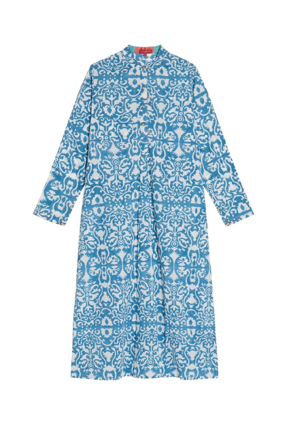 Lisa Corti Kurta Lunga Damask Design White Blue