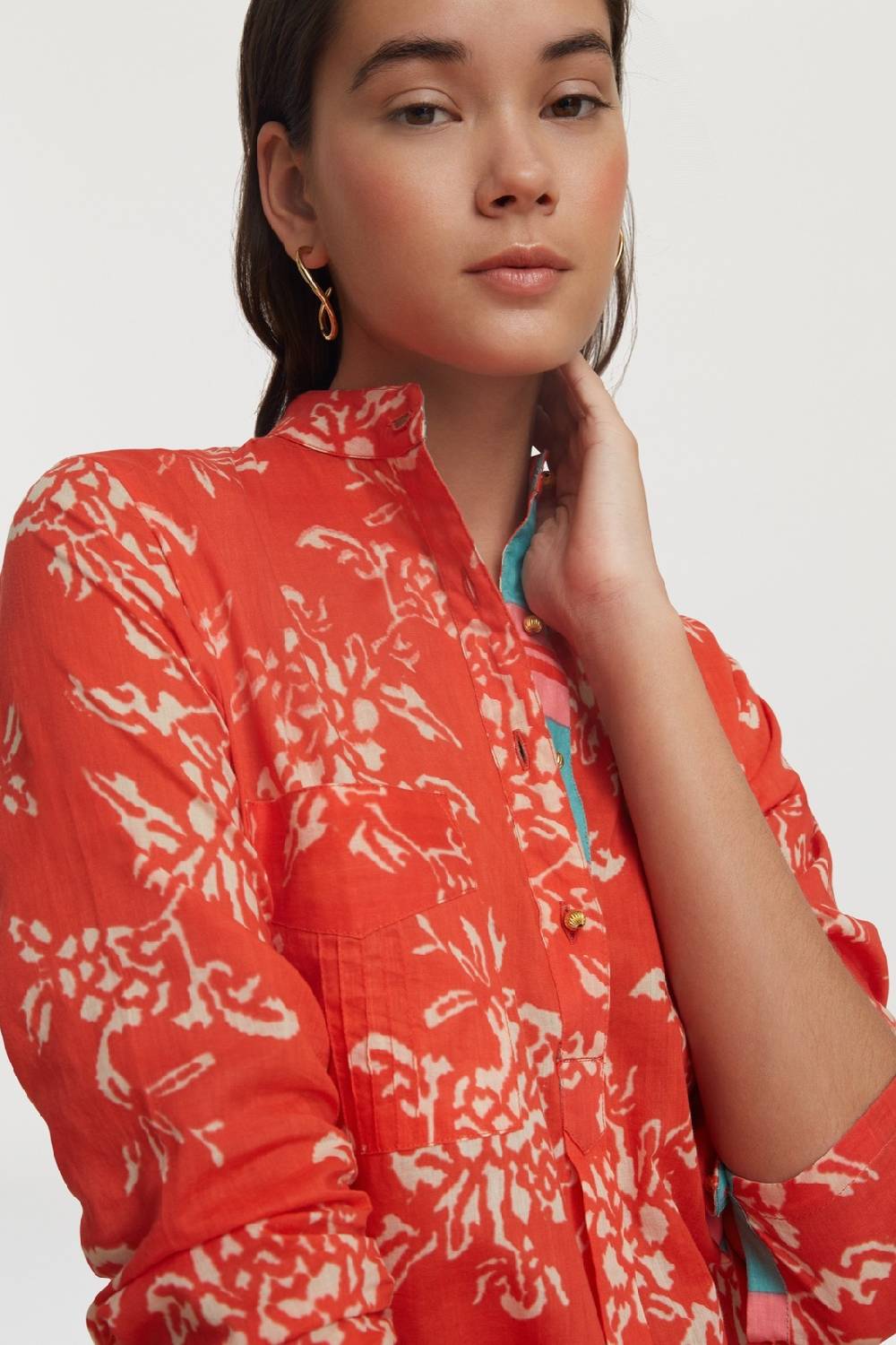 Lisa Corti Kurta Lunga Kandem Design Coral