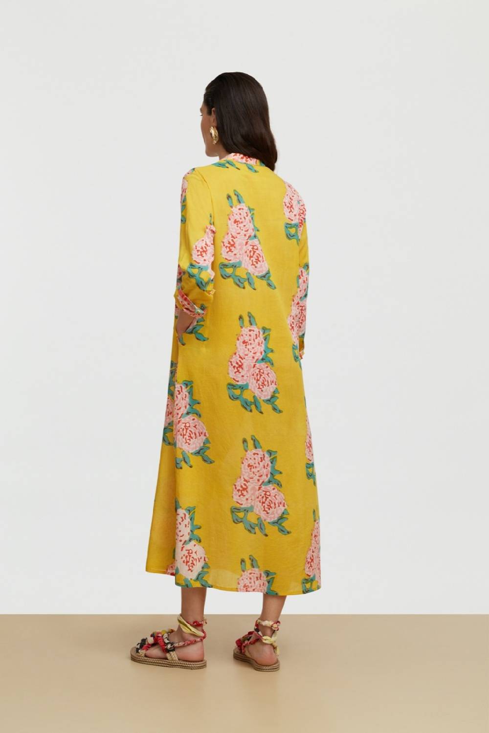 Lisa Corti Kurta Lunga Leopard Flower Yellow