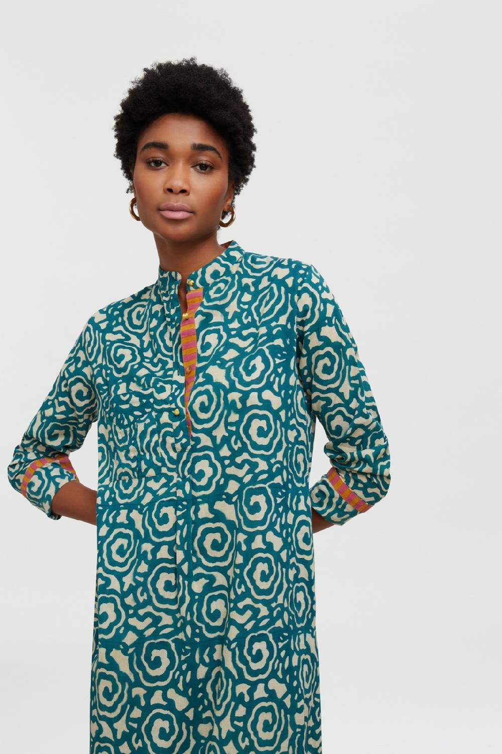 Lisa Corti Kurta Lunga Spiral Peacock Natural