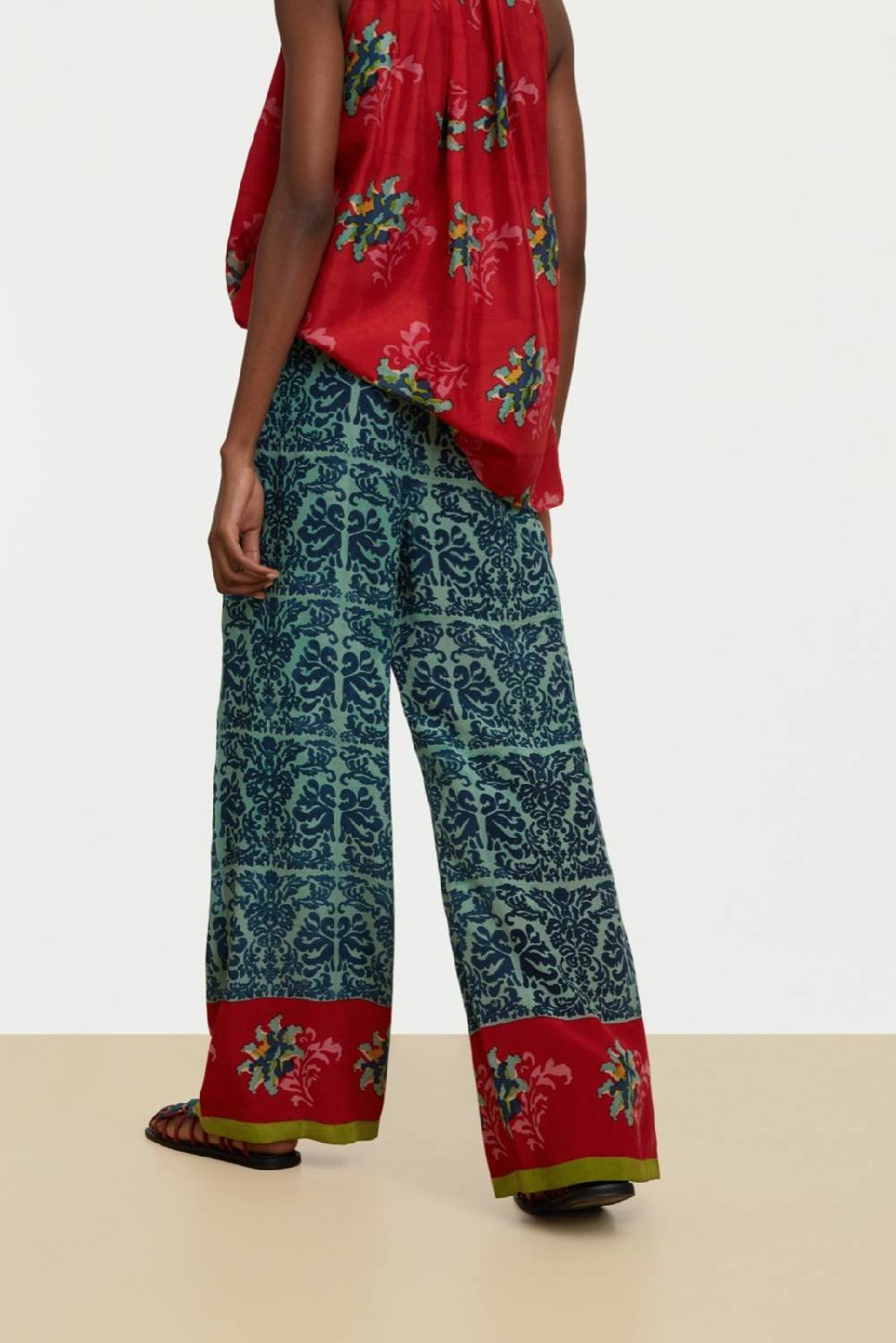 Lisa Corti Pantalone Burma Tangeri Flower Coral