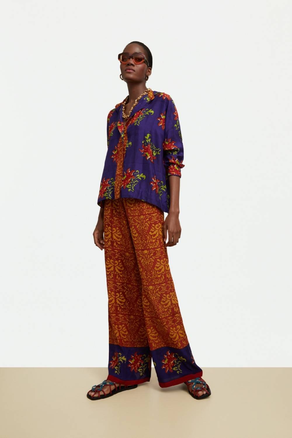 Lisa Corti Pantalone Burma Tangeri Flower Purple