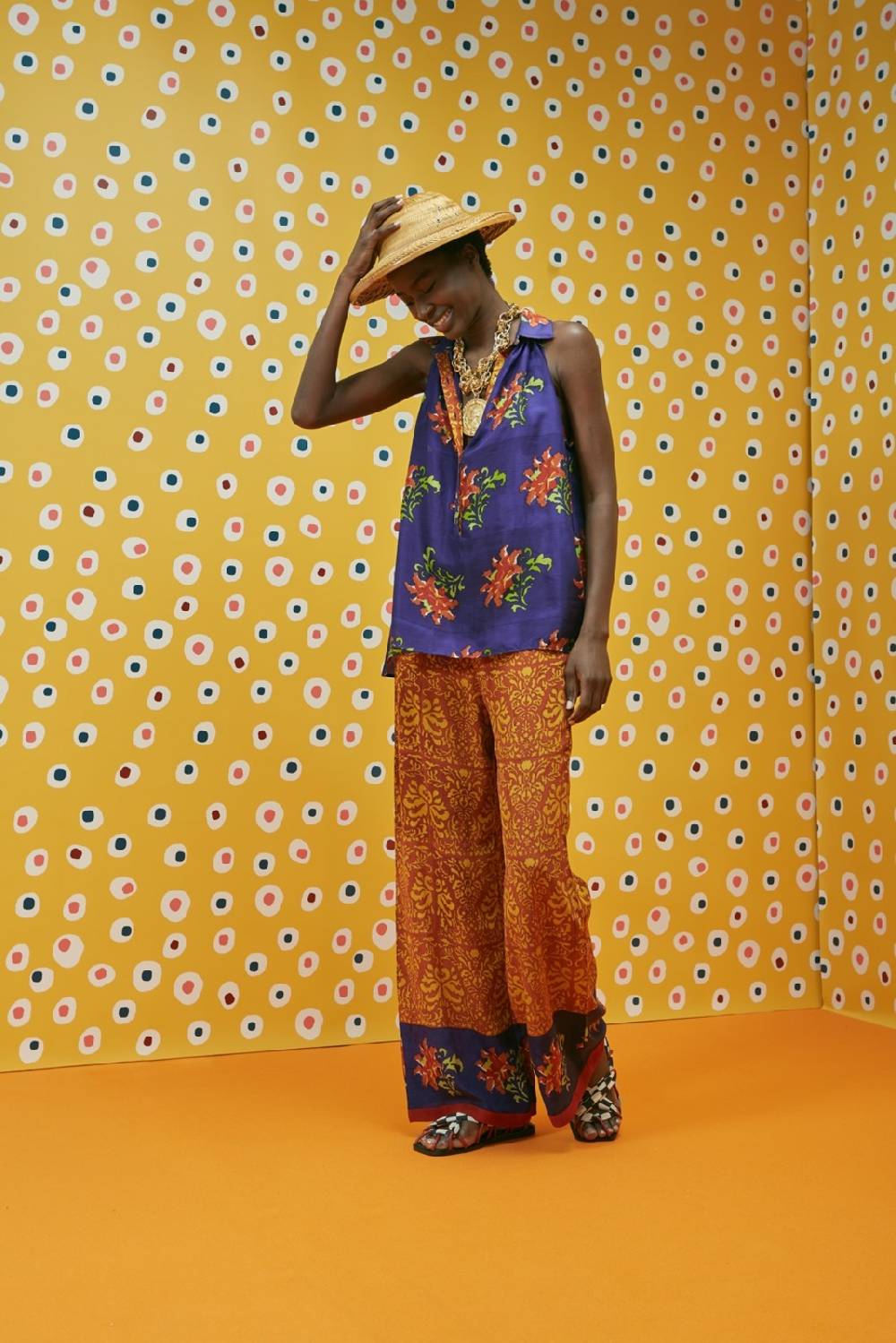 Lisa Corti Pantalone Burma Tangeri Flower Purple