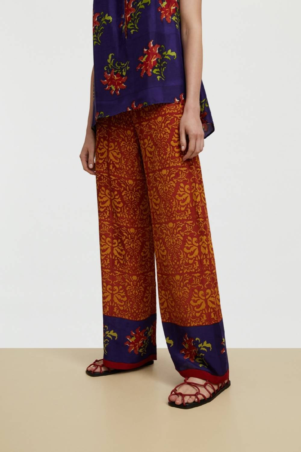 Lisa Corti pantalone burma tangeri flower purple