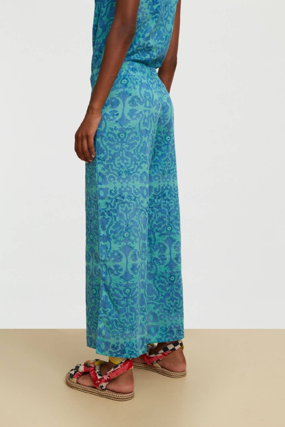 Lisa Corti Pantalone Cabana Damask Design Blue